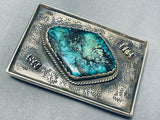 Rare Turquoise Vintage Native American Navajo Sterling Silver Buckle Old-Nativo Arts