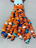 Native American One Of The Most Unique Vintage Santo Domingo Turquoise Inlay Necklace-Nativo Arts