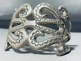 Very Old Vintage Native American Navajo Sterling Silver Hand Tooled Thorn Bracelet-Nativo Arts
