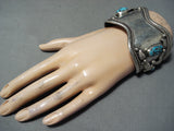 Colossal Vintage Native American Navajo Spiderweb Turquoise Sterling Silver Bracelet Old-Nativo Arts