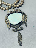 Native American Colossal Vintage Navajo Carico Lake Turquoise Sterling Silver Necklace Old-Nativo Arts