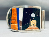 One Of The Craziest Ever Native American Navajo Turquoise Inlay Stserling Silver Bracelet-Nativo Arts