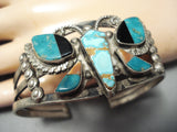 Finest Early Vintage Native American Zuni Turquoise Sterling Silver Butterfly Bracelet-Nativo Arts