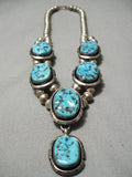 Wonderful Vintage Native American Navajo Baca Sterling Silver Blue Turquoise Necklace-Nativo Arts