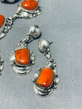 One Of The Best Native American Navajo Chunky Coral Sterling Silver Bracelet Necklace Set-Nativo Arts