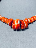 Native American Brilliant Vintage Santo Domingo Spiny Oyster Sterling Silver Necklace-Nativo Arts