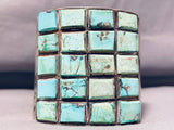 Very Rare Checkerboard Turquoise Vintage Native American Navajo Sterling Silver Bracelet-Nativo Arts
