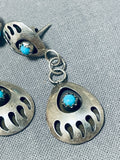 Wonderful Vintage Native American Navajo Sleeping Beauty Turquoise Sterling Silver Earrings-Nativo Arts