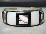 One Of The Most Unique Vintage Native American Navajo Agate Sterling Silver Inlay Bracelet-Nativo Arts