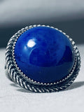 Beautiful Vintage Native American Navajo Lapis Dome Sterling Silver Huge Ring-Nativo Arts