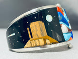 Monument Valley Native American Navajo Turquoise Sterling Silver Inlay Bracelet-Nativo Arts