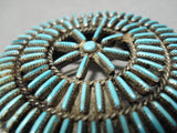 One Of The Finest Vintage Zuni Native American Navajo Turquoise Sterling Silver Pin Old-Nativo Arts