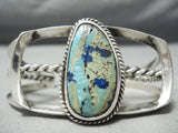 Sturdy Thick!! Vintage Native American Navajo Turquoise Sterling Silver Bracelet Cuff Old-Nativo Arts
