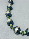 One Of The Best Vintage Native American Navajo Green Turquoise Sterling Silver Ball Necklace-Nativo Arts