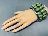 108 Grams Monster Vintage Native American Navajo Sterling Silver Gaspeite Bracelet-Nativo Arts