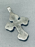 Beautiful Vintage Native American Navajo Turquoise Sterling Silver Cross Pendant-Nativo Arts