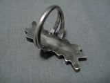 Incredible Vintage Navajo Native American Sterling Silver Green Turquoise Ring-Nativo Arts