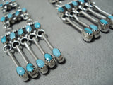 Rare Double Sided Native American Zuni Chandelier Coral Turquoise Sterling Silver Earrings-Nativo Arts