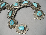 Opulent Vintage Native American Navajo Turquoise Sterling Silver Squash Blossom Necklace-Nativo Arts