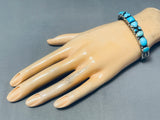 Rare Vintage Navajo Donny Lucas Heart Turquoise Sterling Silver Bracelet-Nativo Arts