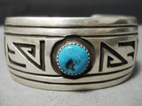 Quality Vintage Native American Navajo Geometric Water Wave Turquoise Sterling Silver Bracelet-Nativo Arts