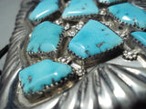 Fabulous Vintage Native American Zuni Sleeping Beauty Turquoise Sterling Silver Bowguard-Nativo Arts