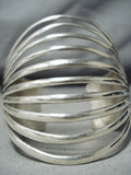 Signed Amazing Navajo Native American Sterling Silver 10 Rail Bracelet-Nativo Arts