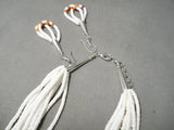 Native American Tremendous Rare Santo Domingo Coral White Shell Sterling Silver Necklace-Nativo Arts