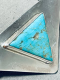 Breathtaking Vintage Native American Navajo Kingman Turquoise Sterling Silver Triangle Bolo-Nativo Arts