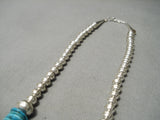 Splendid Vintage Native American Navajo Disced Turquoise Sterling Silver Bead Necklace-Nativo Arts