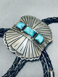 Important Vic Hicks Vintage Native American Navajo Turquoise Sterling Silver Bolo Tie-Nativo Arts
