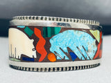 Incredible Brownbear Vintage Turquoise Sterling Silver Inlay Bracelet-Nativo Arts