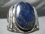 One Of The Largest Vintage Native American Navajo Lapis Sterling Silver Bracelet-Nativo Arts