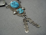 Striking Vintage Navajo Turquoise Sterling Silver Native American Necklace-Nativo Arts