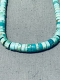 Native American Rare 1900's Vintage Santo Domingo Turquoise Heishi Sterling Silver Necklace-Nativo Arts
