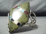 Gaint Vintage Native American Zuni Turquoise Signed Sterling Silver Turquoise Bracelet-Nativo Arts