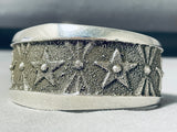 Stellar Native American Navajo Sterling Silver Stars Textured Heavy Bracelet-Nativo Arts