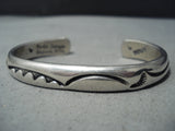 Authentic Heavy Vintage Native American Navajo Orville Tsinnie Sterling Silver Bracelet-Nativo Arts