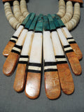Xxl Native American Green Turquoise Inlay Necklace-Nativo Arts