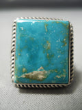 Amazing Vintage Navajo Squared Turquoise Sterling Silver Native American Ring-Nativo Arts