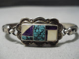 Incredible Intricate Vintage Native American Navajo Spiderweb Turquoise Sterling Silver Bracelet-Nativo Arts