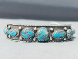 Bisbee Turquoise Vintage Native American Navajo Sterling Silver Rope Bracelet Old-Nativo Arts