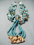 Native American One Of The Biggest Best Vintage Santo Domingo Turquoise Sterling Silver Necklace-Nativo Arts