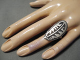 Exceptionally Detailed Vintage Native American Hopi Sterling Silver Geomtric Ring Old-Nativo Arts