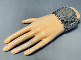 125 Grams Immense Powerful Native American Navajo Sterling Silver Coin Bracelet-Nativo Arts