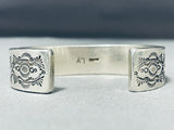 Thick 100+ Gram Vintage Native American Navajo Signed Sterling Silver Solid Bracelet-Nativo Arts