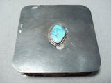 Incredible Vintage Native American Navajo Blue Diamond Turquoise Sterling Silver Trinket Box-Nativo Arts