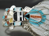 Intricate!! Zuni Native American Hand Carved Turquoise Sterling Silver Bracelet-Nativo Arts