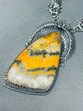 One Of The Best Native American Navajo Honeybee Jasper Sterling Silver Necklace-Nativo Arts