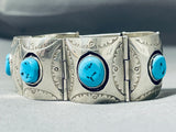 One Of The Best Vintage Native American Navajo Link Sterling Silver Turquoise Bracelet-Nativo Arts